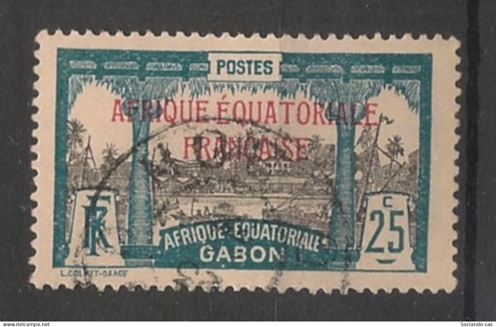 GABON - 1924-27 - N°YT. 96 - Libreville 25c Vert-bleu - Oblitéré / Used - Usados