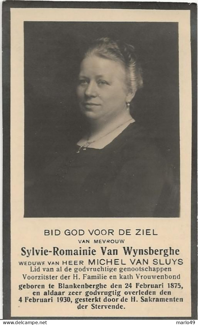 DP. SYLVIE VAN WYNSBERGHE - VAN SLUYS ° BLANKENBERGHE 1875 - + 1930 - Religion &  Esoterik