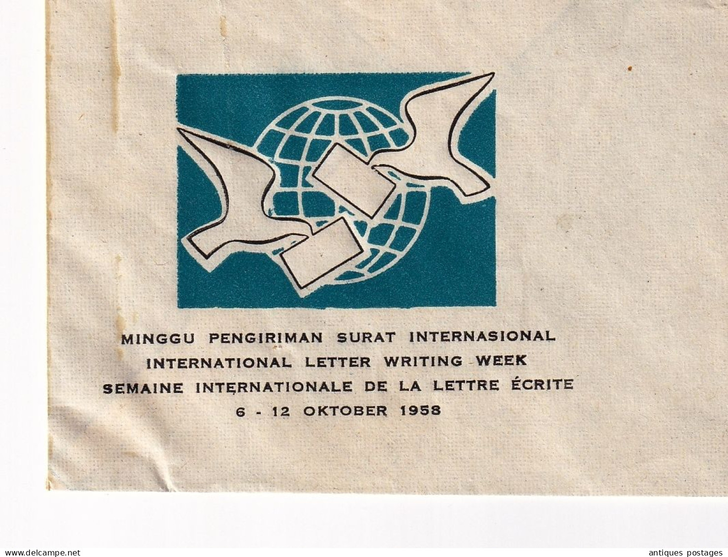 Lettre 1958 Indonésie Indonésia Bandung Bandoeng Java International Letter Writting Week Minggu Pengiriman Surat - Indonésie