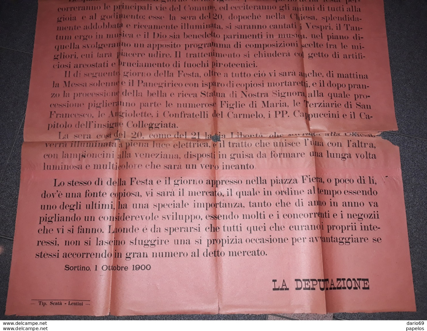1900 MANIFESTO SORTINO SIACUSA  AVVISO SACRO - Plakate