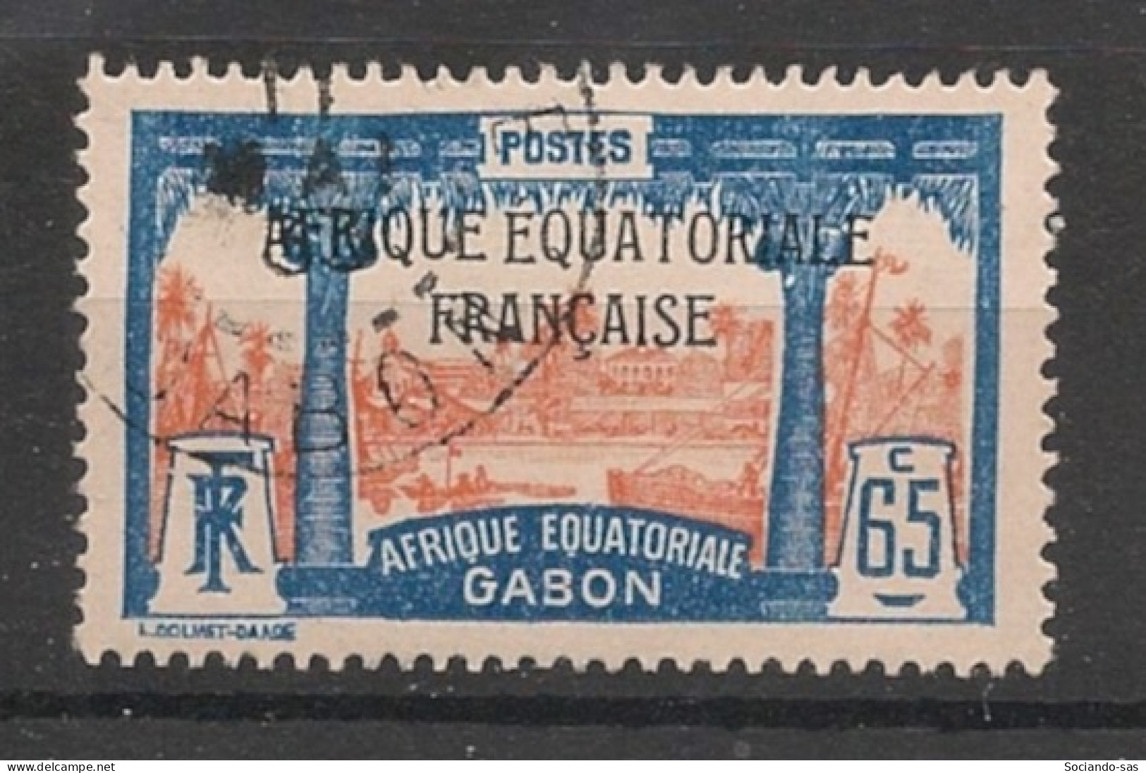 GABON - 1924-27 - N°YT. 103A - Libreville 65c Bleu Et Vermillon - Oblitéré / Used - Gebraucht