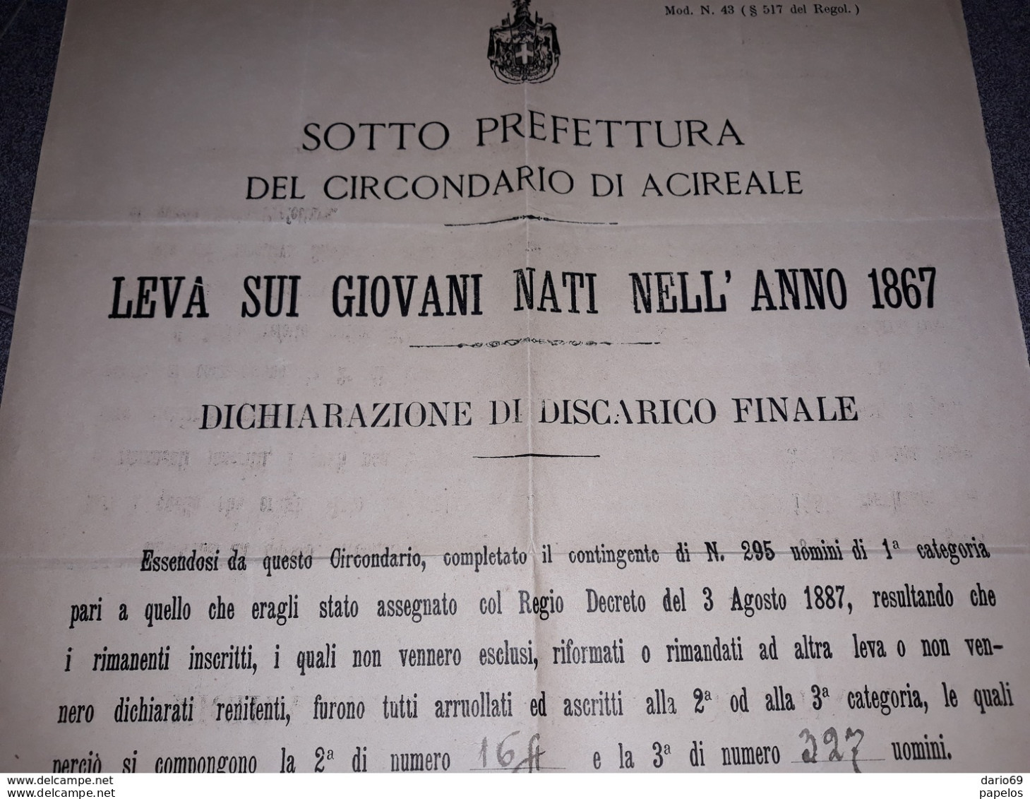 1888  MANIFESTO  ACIREALE - Documenti Storici