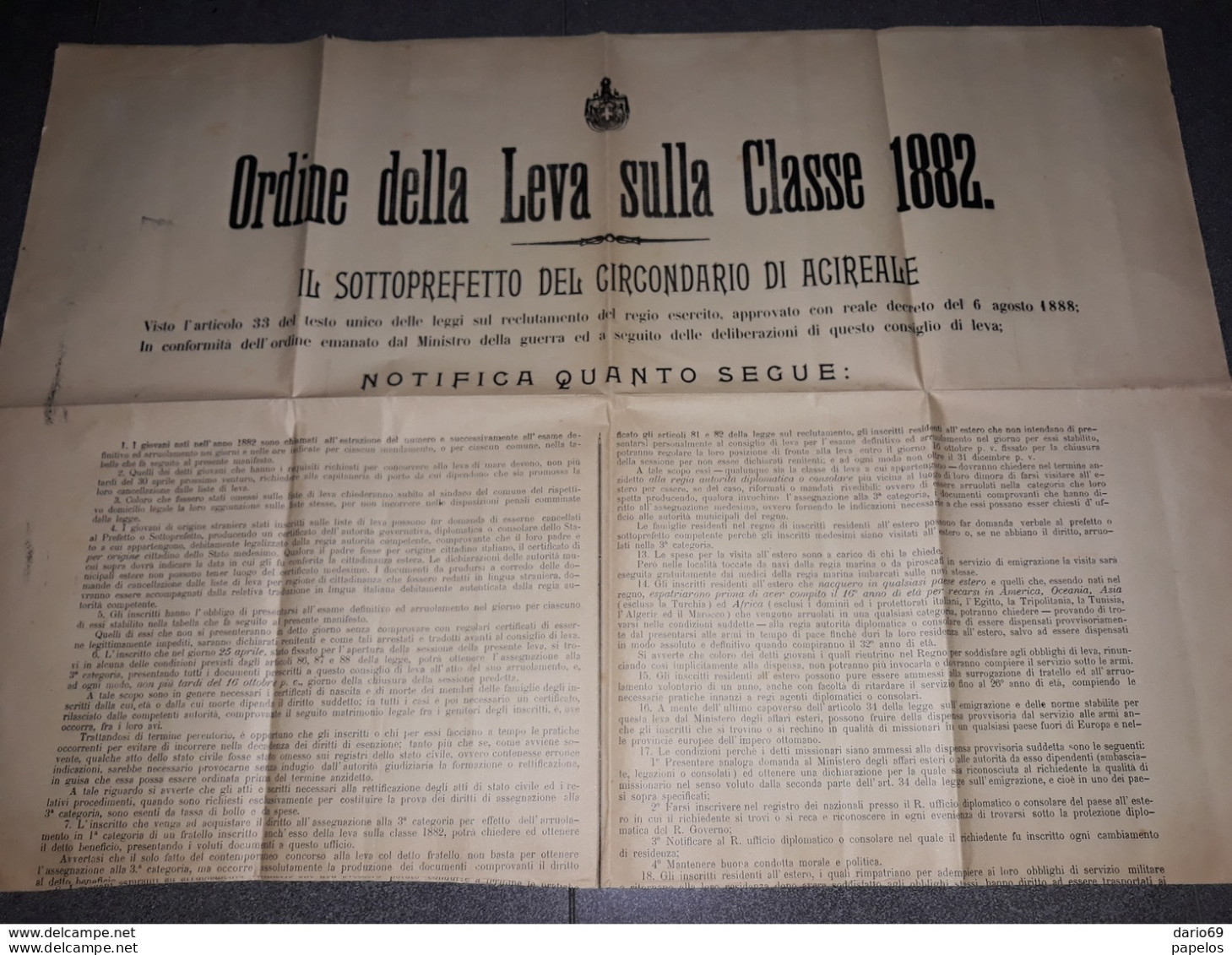 1902   MANIFESTO  ACIREALE - Historical Documents