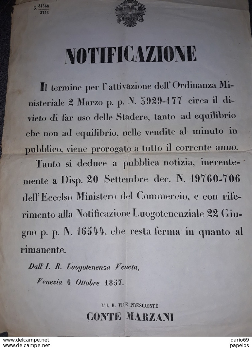 1857  MANIFESTO VENEZIA - Historische Documenten