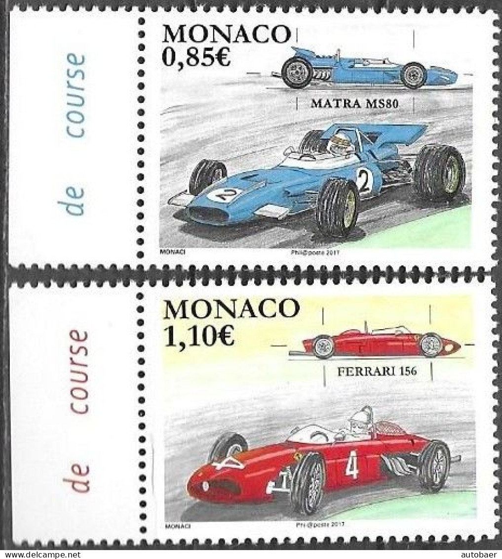 Monaco 2017 Racing Cars Ferrari Matra Michel No. 3327-28 ** Neuf MNH Postfrisch - Unused Stamps