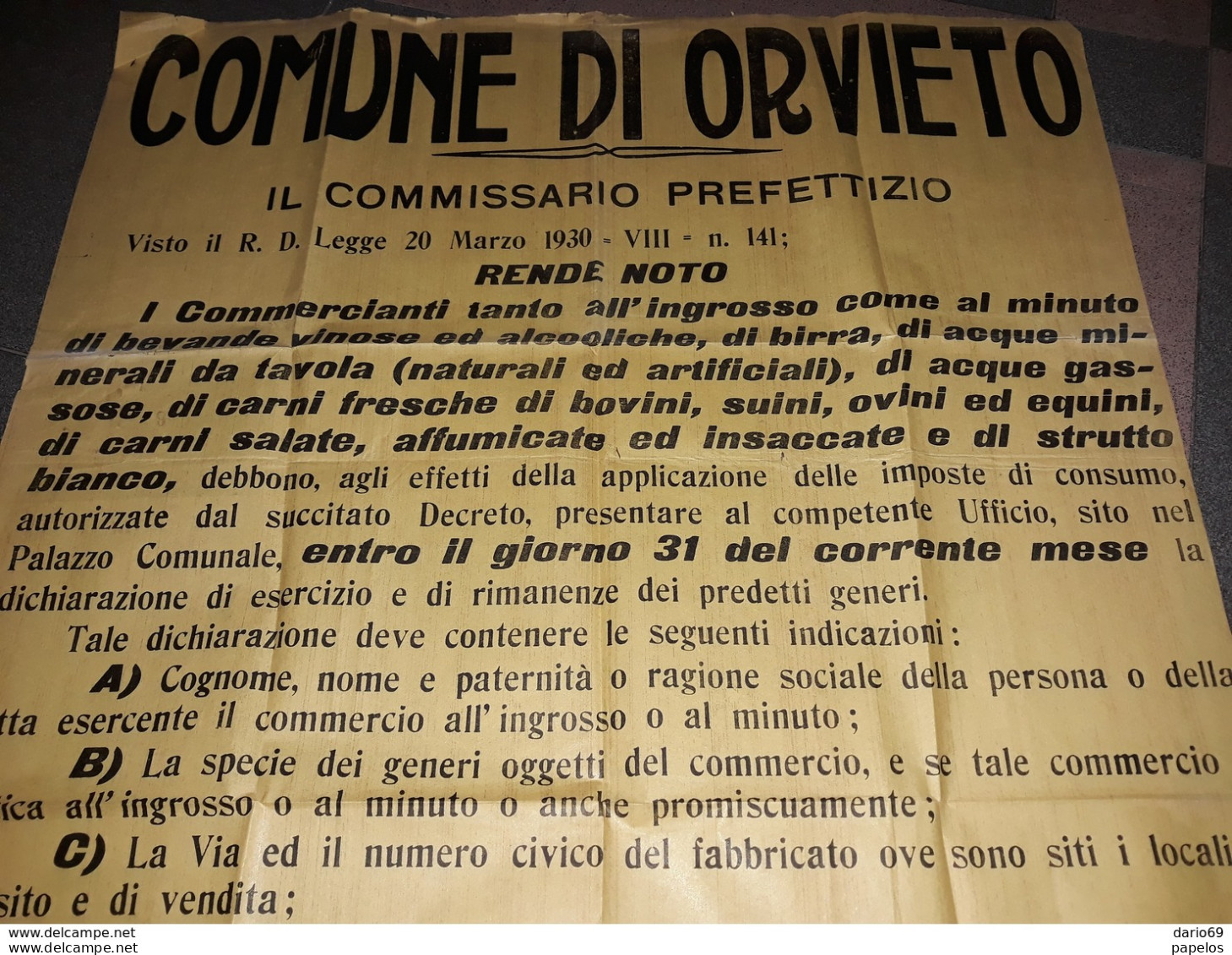 1930 MANIFESTO ORVIETO - Plakate