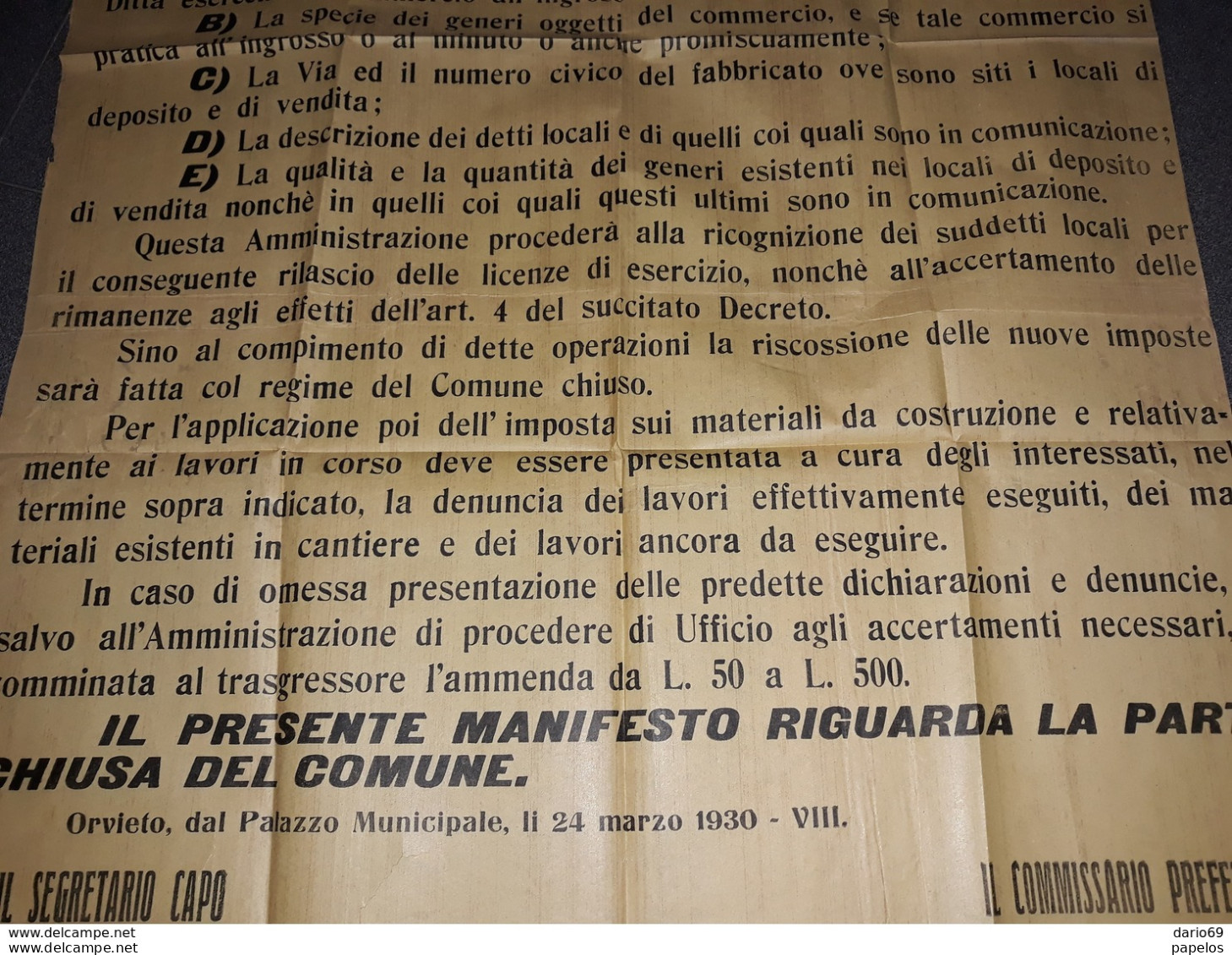 1930 MANIFESTO ORVIETO - Posters