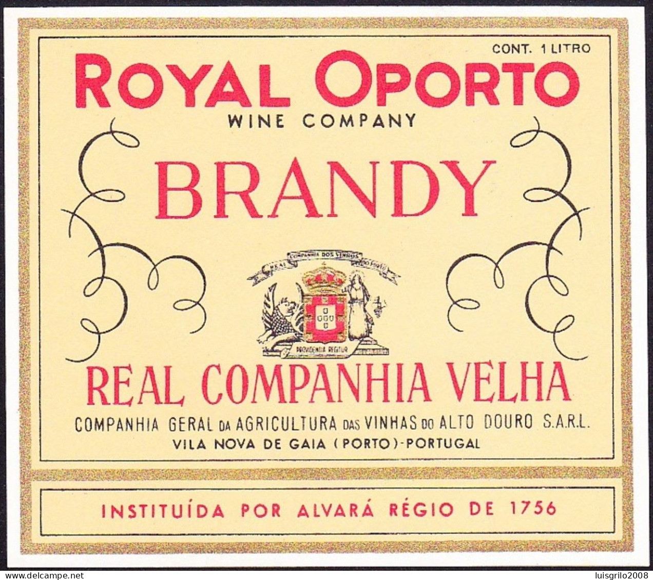 Port Wine Label, Portugal - Royal Oporto REAL COMPANHIA VELHA -|- Compª Vinhas Alto Douro. Vila Nova De Gaia, Oporto - Otros & Sin Clasificación