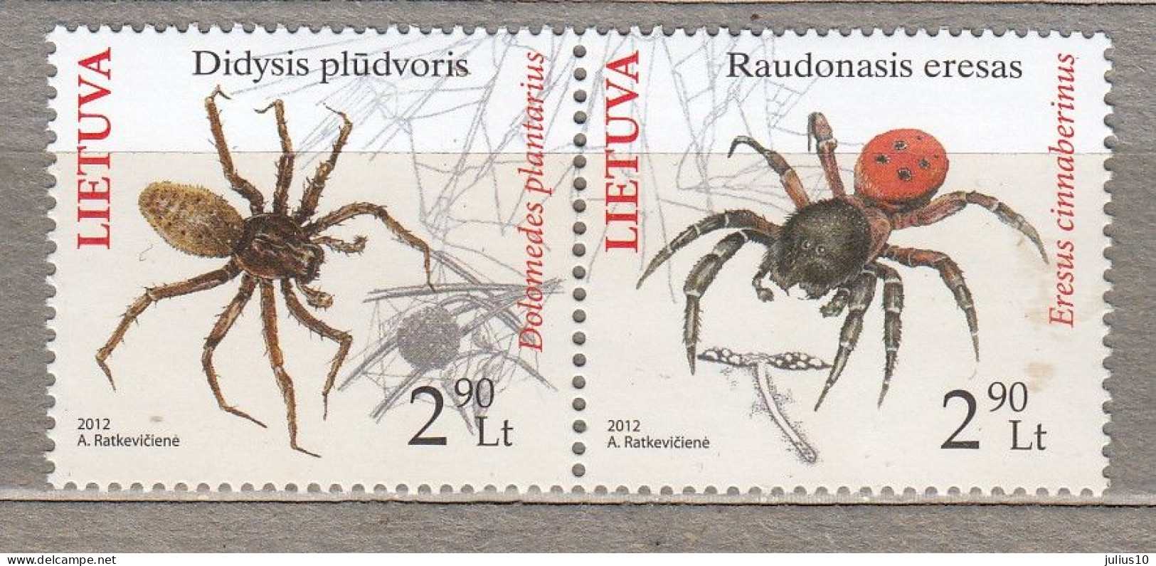 LITHUANIA 2012 Fauna Insects Spiders MNH(**) Mi 1100-1101 #Lt861 - Litauen