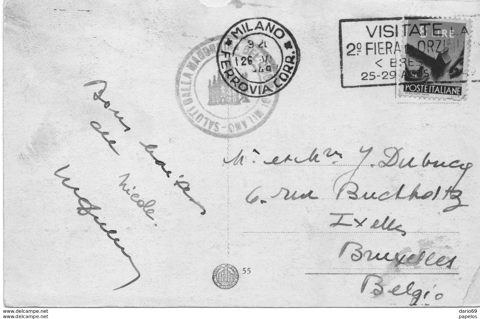 1948  CARTOLINA CON ANNULLO  MILANO         +  TARGHETTA  VISITATE LA II FIERA DI - 1946-60: Storia Postale