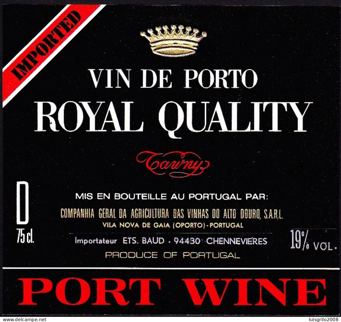 Port Wine Label, Portugal - Vin De Porto ROYAL QUALITY -|- Compª Vinhas Alto Douro. Vila Nova De Gaia, Oporto - Altri & Non Classificati