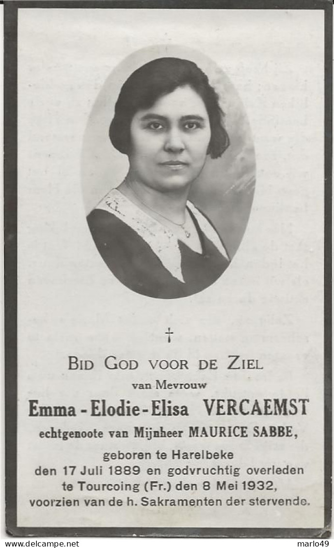 DP. EMMA VERCAEMST - SABBE ° HARELBEKE 1889- + TOURCOING (FR) 1932 - Religion &  Esoterik