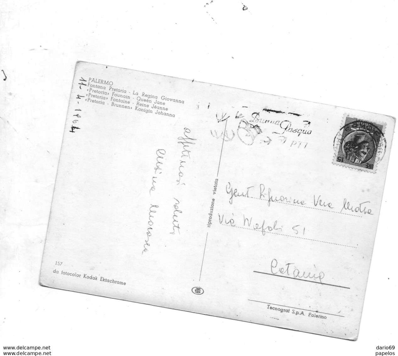 1964  CARTOLINA CON ANNULLO  PALERMO   + TARGHETTA - 1961-70: Poststempel