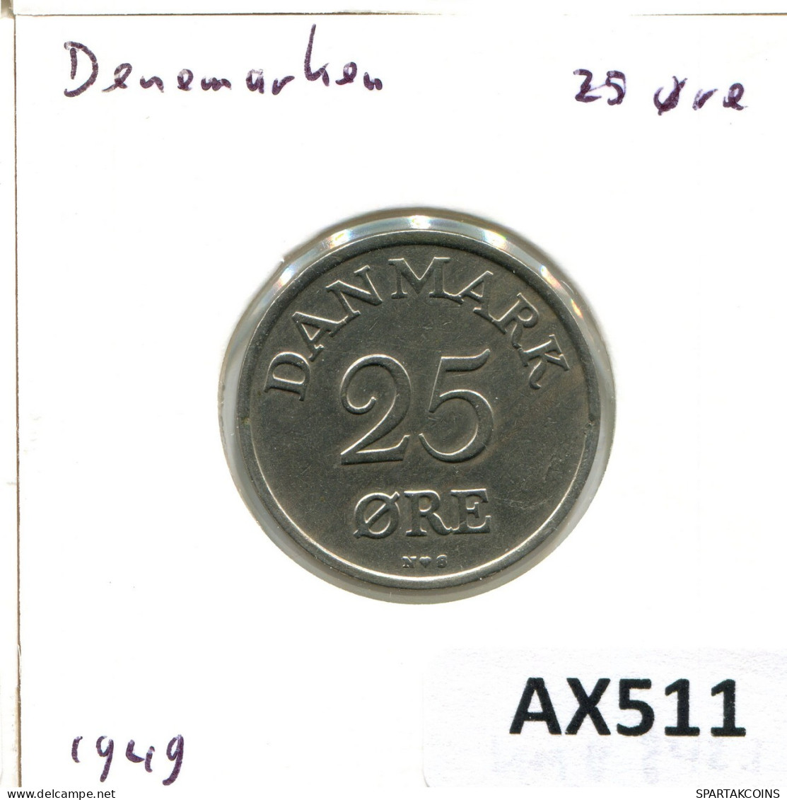 25 ORE 1949 DENMARK Coin Frederik IX #AX511.U.A - Danemark