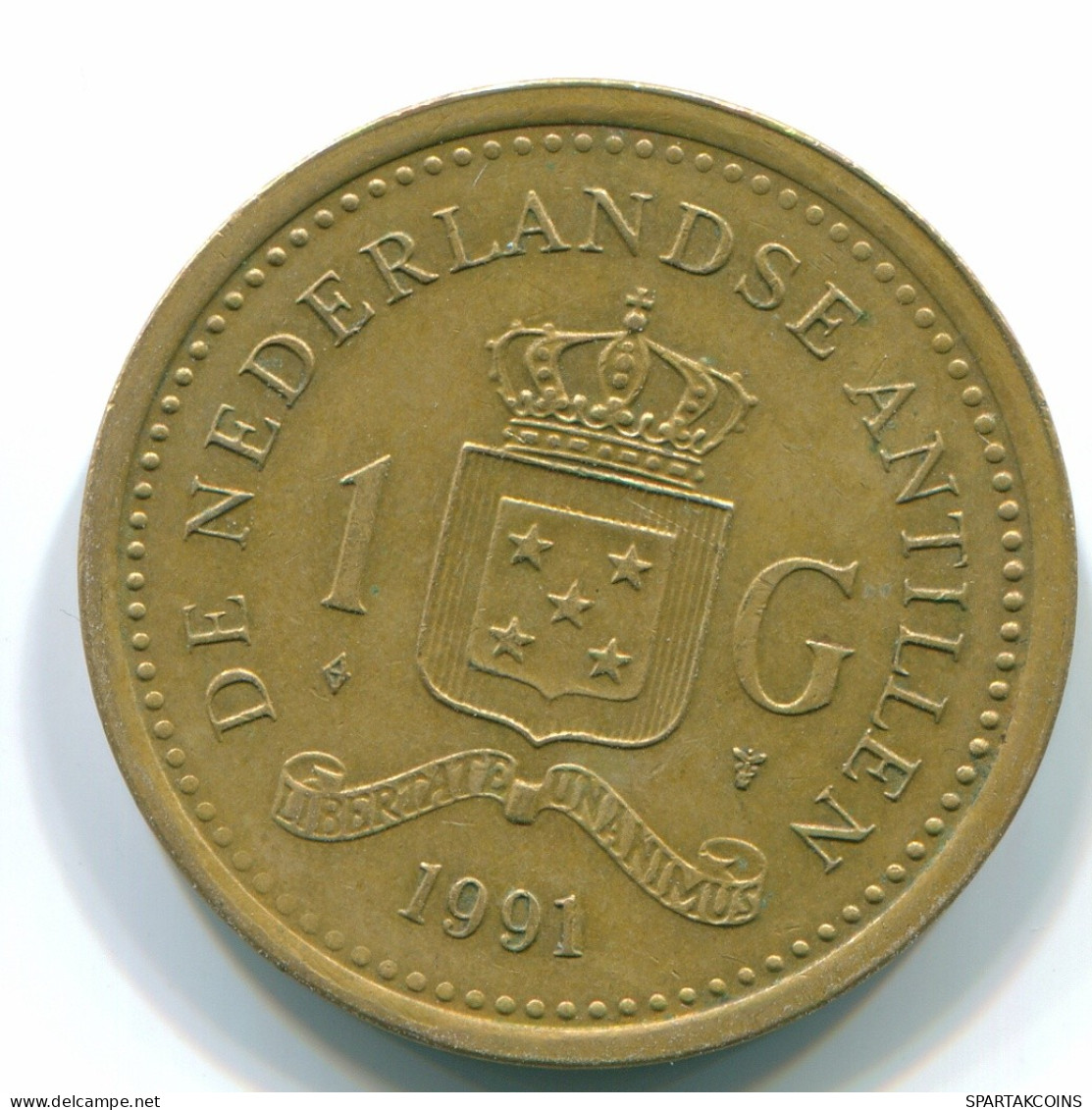 1 GULDEN 1991 ANTILLAS NEERLANDESAS Aureate Steel Colonial Moneda #S12131.E.A - Antille Olandesi