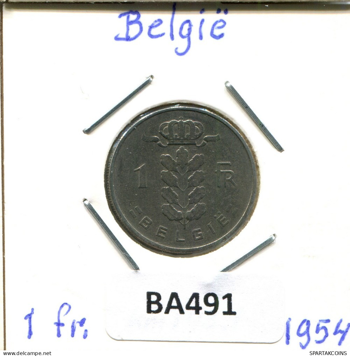 1 FRANC 1954 DUTCH Text BELGIUM Coin #BA491.U.A - 1 Franc