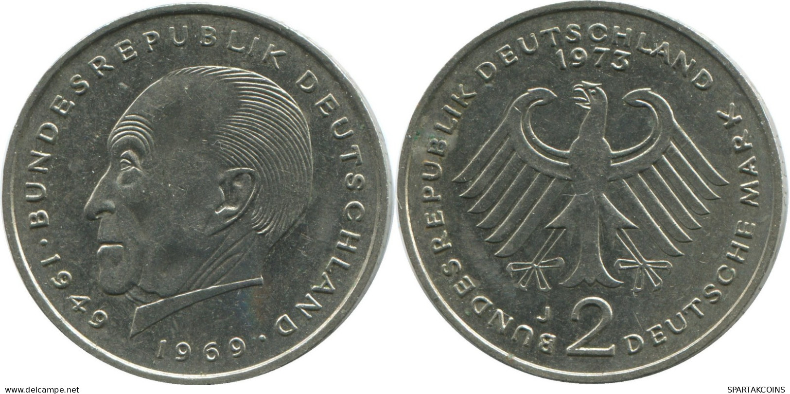 2 DM 1973 J WEST & UNIFIED GERMANY Coin #DE10387.5.U.A - 2 Mark