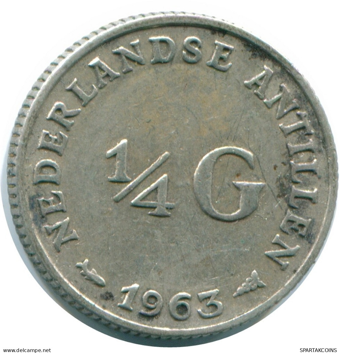1/4 GULDEN 1963 NETHERLANDS ANTILLES SILVER Colonial Coin #NL11220.4.U.A - Antille Olandesi