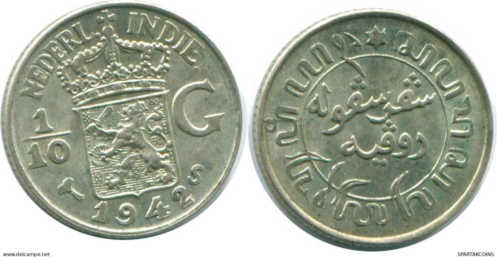 1/10 GULDEN 1942 INDIAS ORIENTALES DE LOS PAÍSES BAJOS PLATA #NL13888.3.E.A - Indie Olandesi