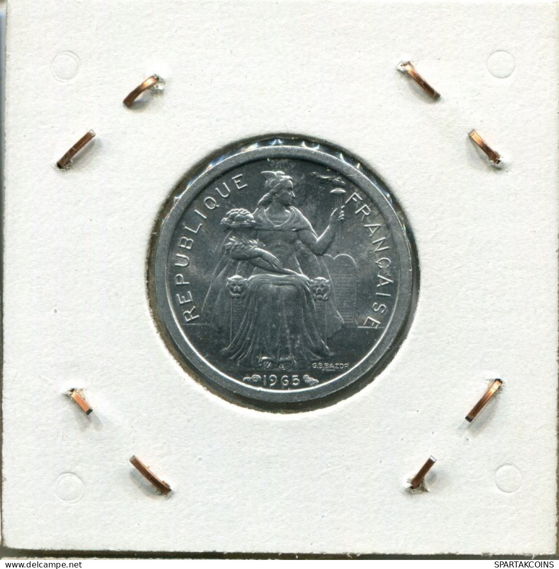 1 FRANC 1965 Französisch POLYNESIA Koloniale Münze #AM501.D.A - Polynésie Française