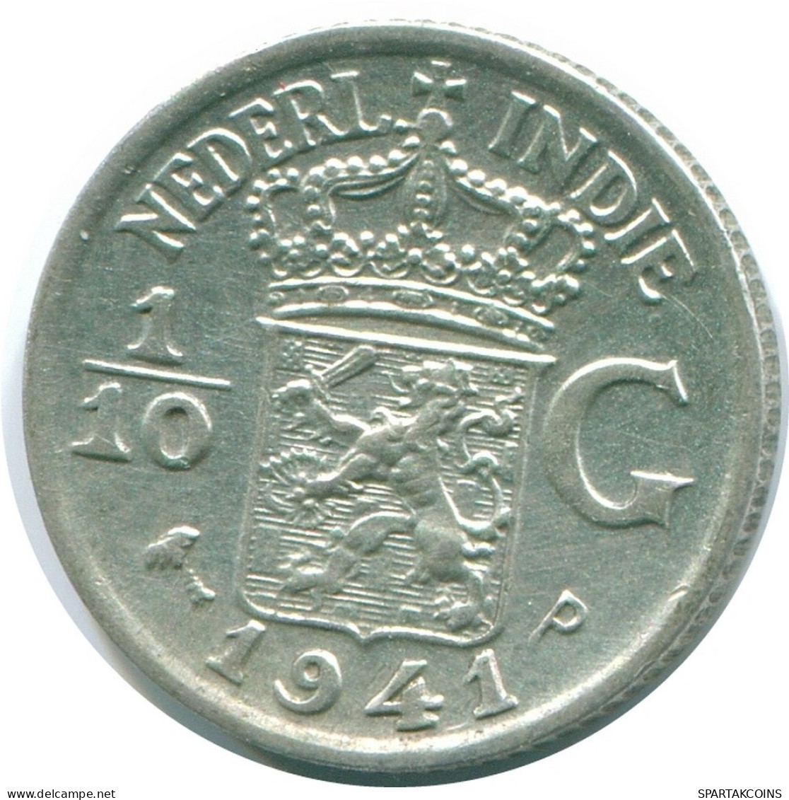1/10 GULDEN 1941 P NETHERLANDS EAST INDIES SILVER Colonial Coin #NL13557.3.U.A - Niederländisch-Indien