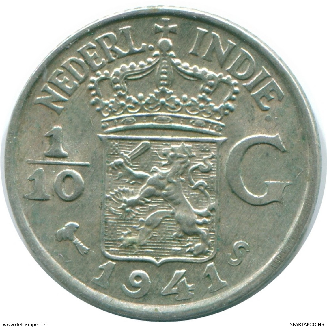 1/10 GULDEN 1941 S INDES ORIENTALES NÉERLANDAISES ARGENT Colonial Pièce #NL13759.3.F.A - Niederländisch-Indien