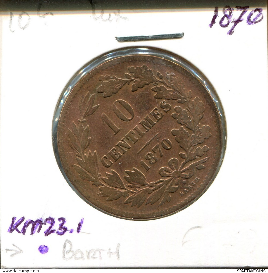 10 CENTIMES 1870 LUXEMBURG LUXEMBOURG Münze #AT180.D.A - Luxemburgo