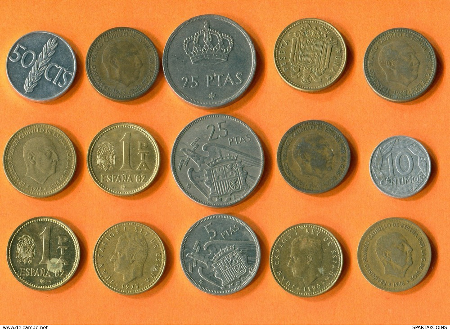 SPAIN Coin SPANISH Coin Collection Mixed Lot #L10245.1.U.A - Other & Unclassified