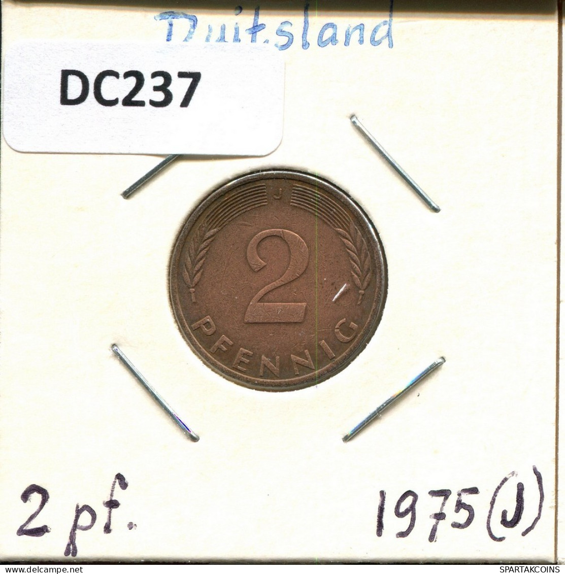 2 PFENNIG 1975 J BRD DEUTSCHLAND Münze GERMANY #DC237.D.A - 2 Pfennig