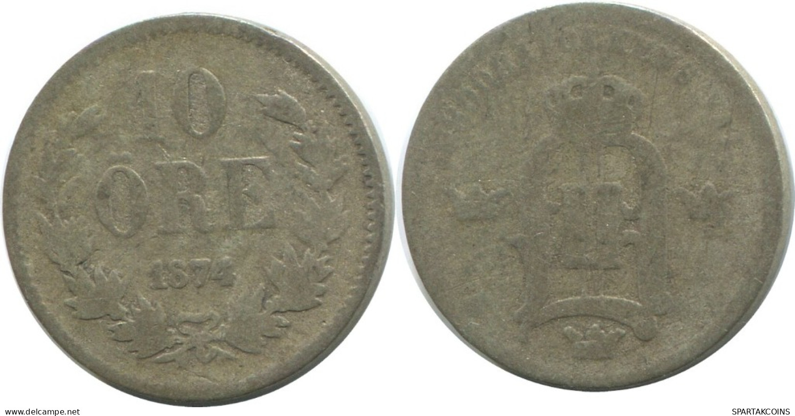 10 ORE 1874 SWEDEN SILVER Coin #AD111.2.U.A - Zweden