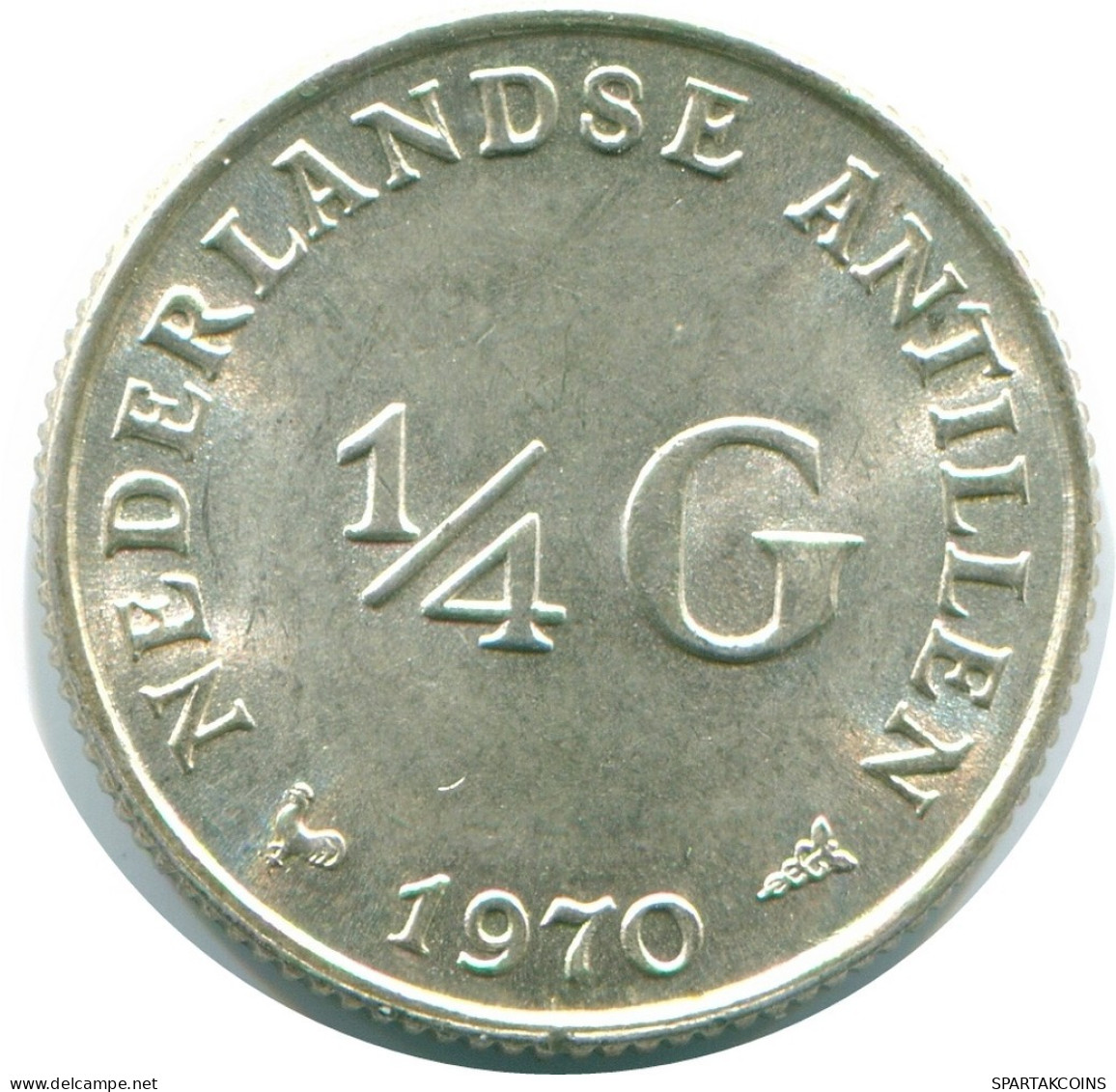 1/4 GULDEN 1970 NETHERLANDS ANTILLES SILVER Colonial Coin #NL11644.4.U.A - Antille Olandesi