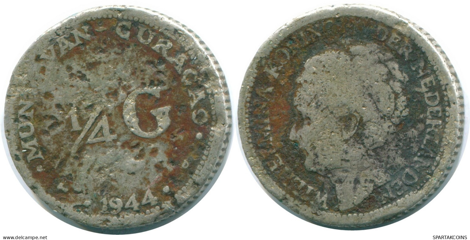 1/4 GULDEN 1944 CURACAO Netherlands SILVER Colonial Coin #NL10673.4.U.A - Curaçao