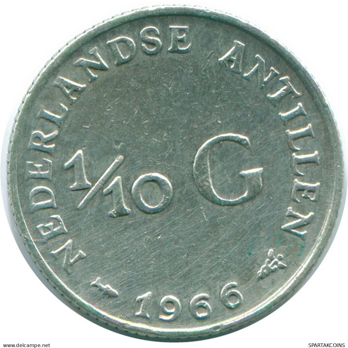 1/10 GULDEN 1966 NETHERLANDS ANTILLES SILVER Colonial Coin #NL12734.3.U.A - Antille Olandesi