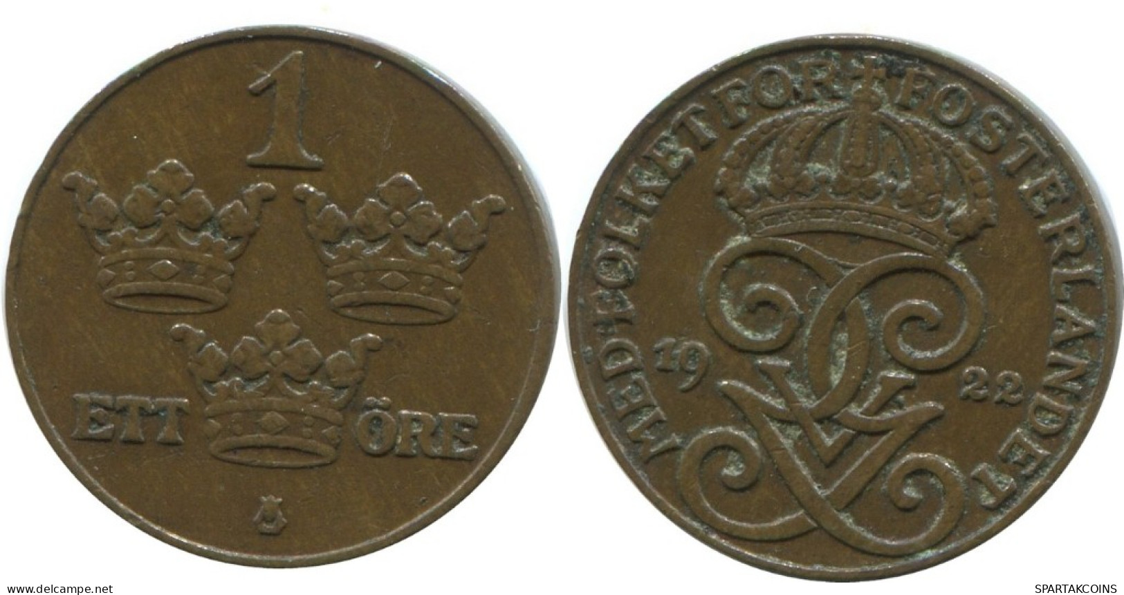 1 ORE 1922 SWEDEN Coin #AD339.2.U.A - Sweden