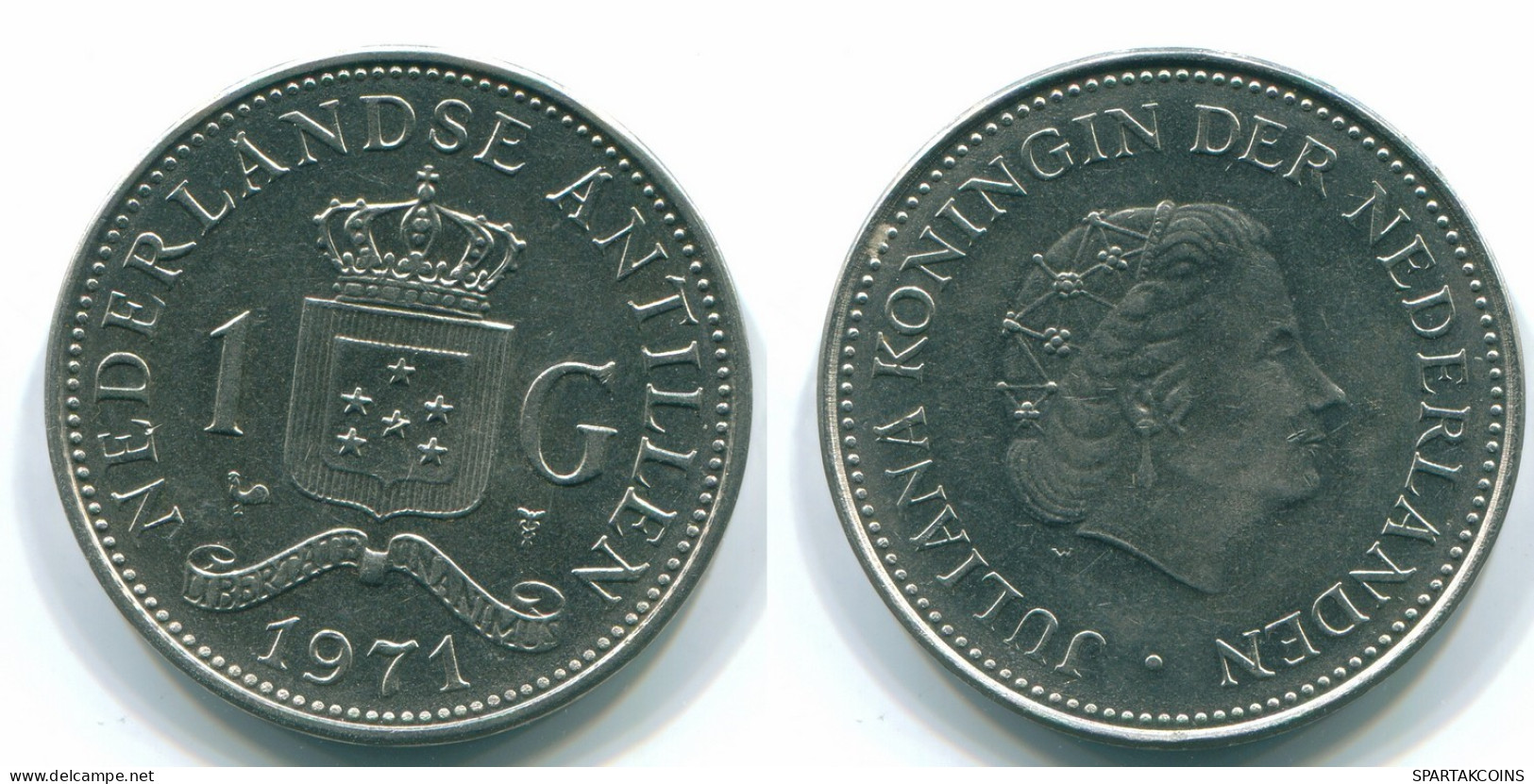 1 GULDEN 1971 NIEDERLÄNDISCHE ANTILLEN Nickel Koloniale Münze #S11993.D.A - Niederländische Antillen