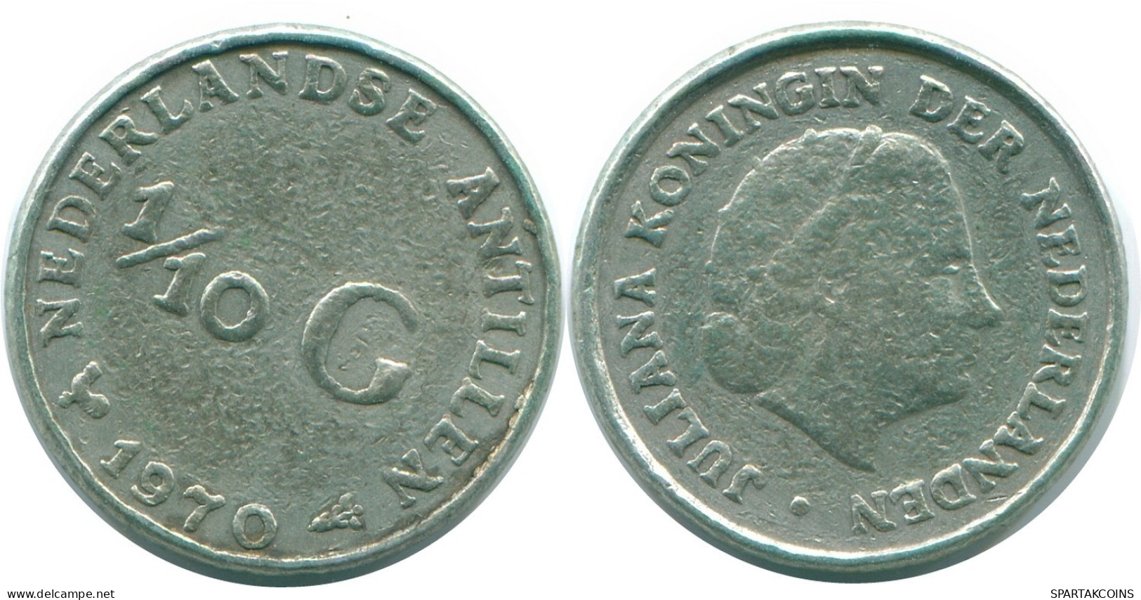 1/10 GULDEN 1970 NETHERLANDS ANTILLES SILVER Colonial Coin #NL12989.3.U.A - Netherlands Antilles