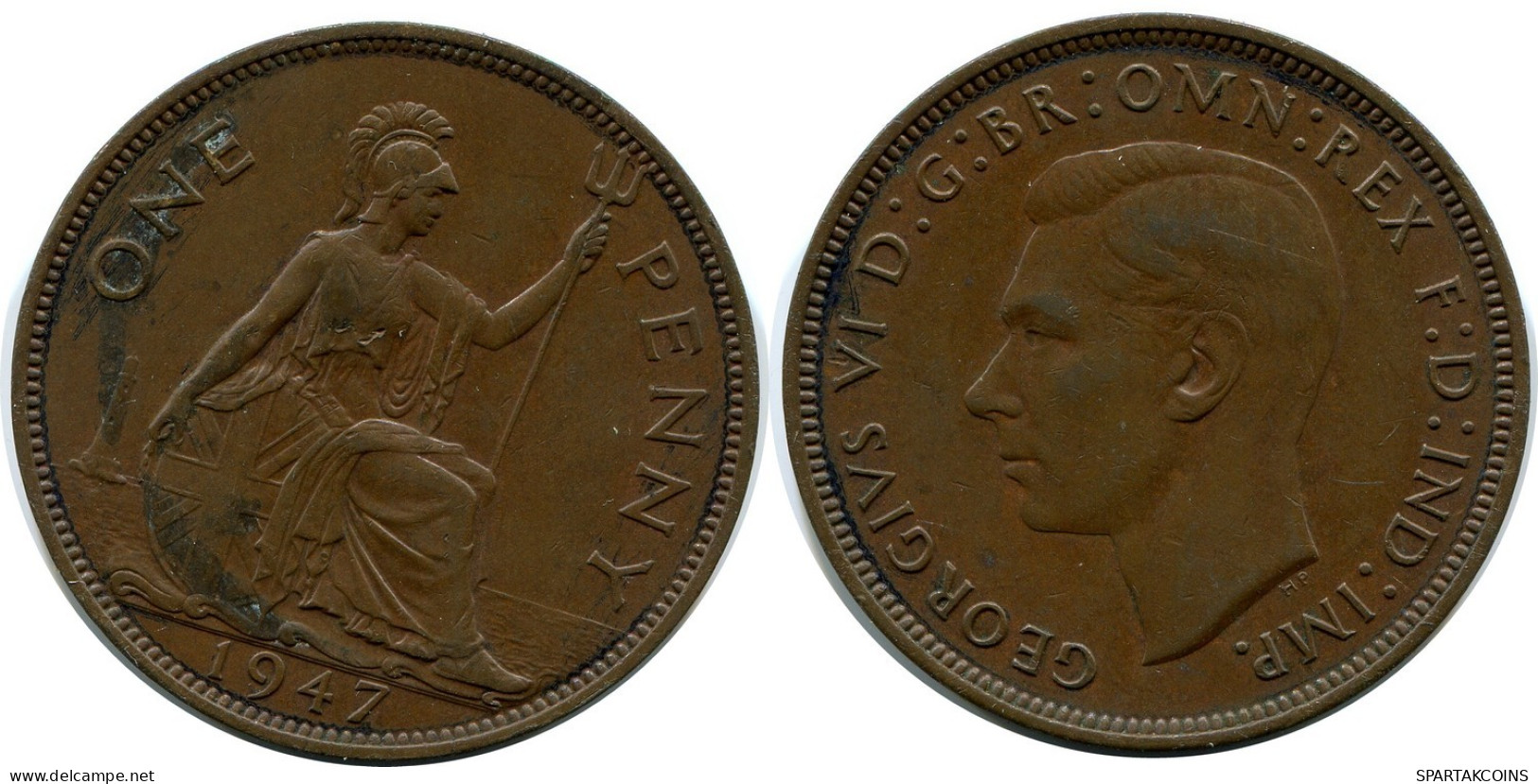 PENNY 1947 UK GBAN BRETAÑA GREAT BRITAIN Moneda #AZ831.E.A - D. 1 Penny