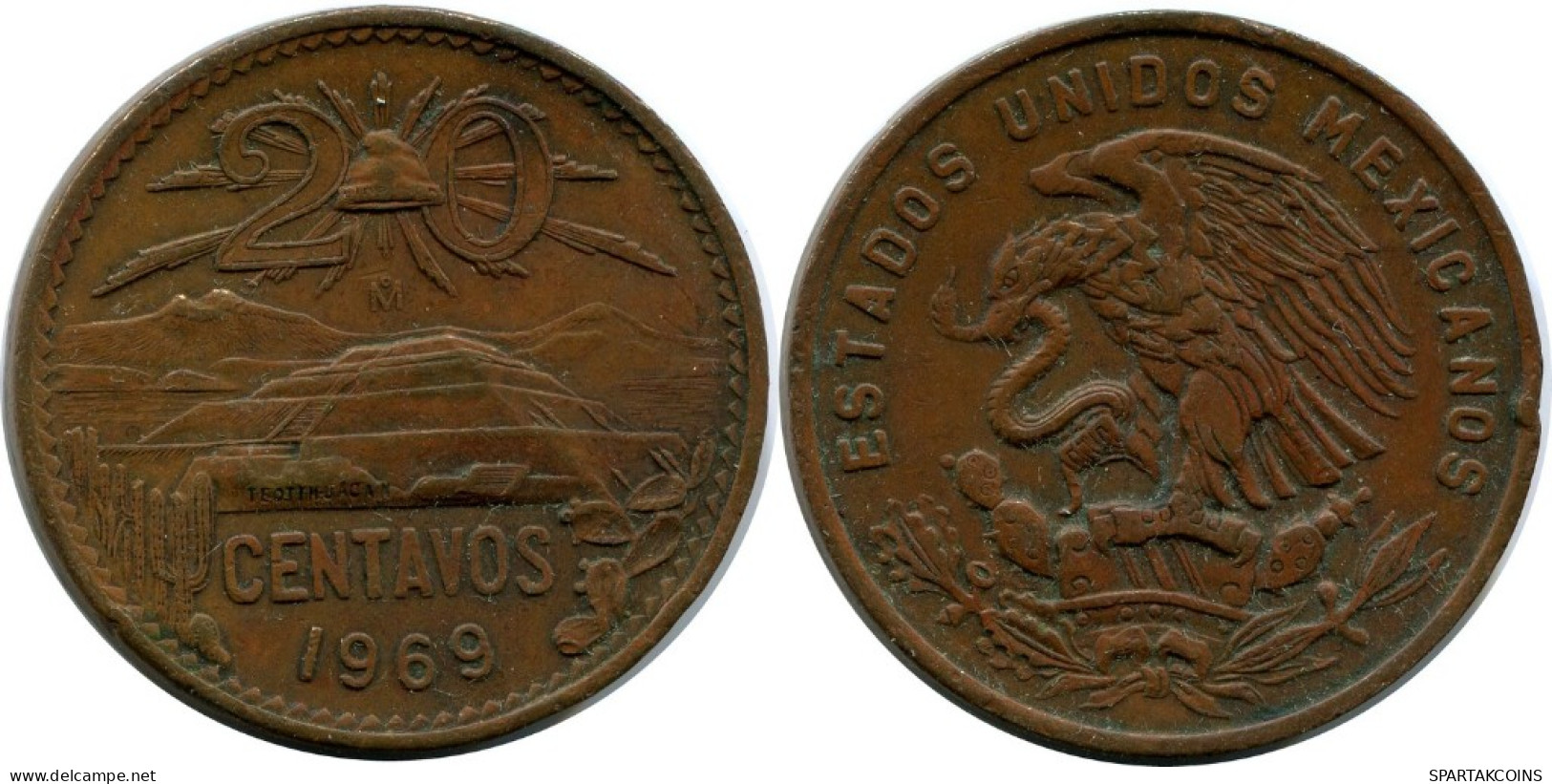 20 CENTAVOS 1969 MEXICO Coin #AH533.5.U.A - Mexique