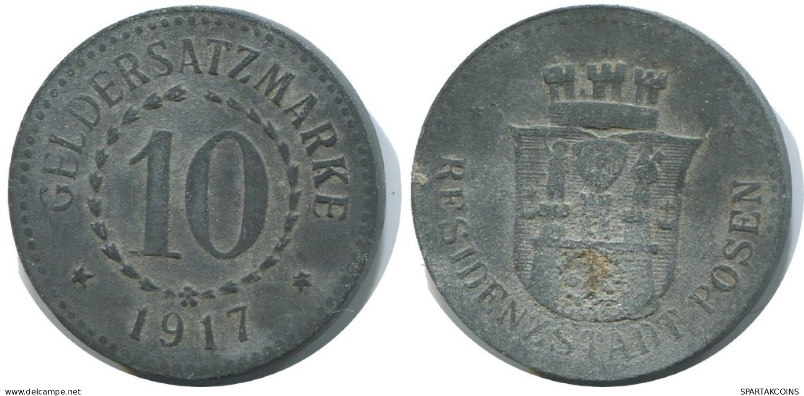 10 PFENNIG 1917 STADT POSEN DEUTSCHLAND Münze GERMANY #AD642.9.D.A - 10 Pfennig