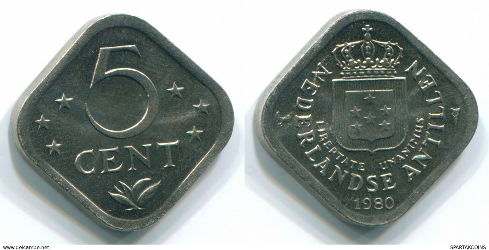 5 CENTS 1980 ANTILLES NÉERLANDAISES Nickel Colonial Pièce #S12323.F.A - Niederländische Antillen