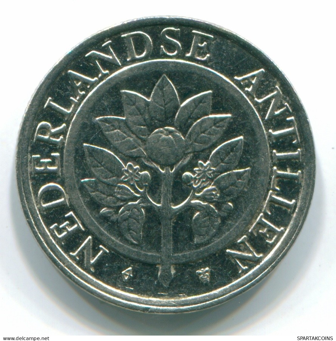 25 CENTS 1990 NETHERLANDS ANTILLES Nickel Colonial Coin #S11259.U.A - Antille Olandesi