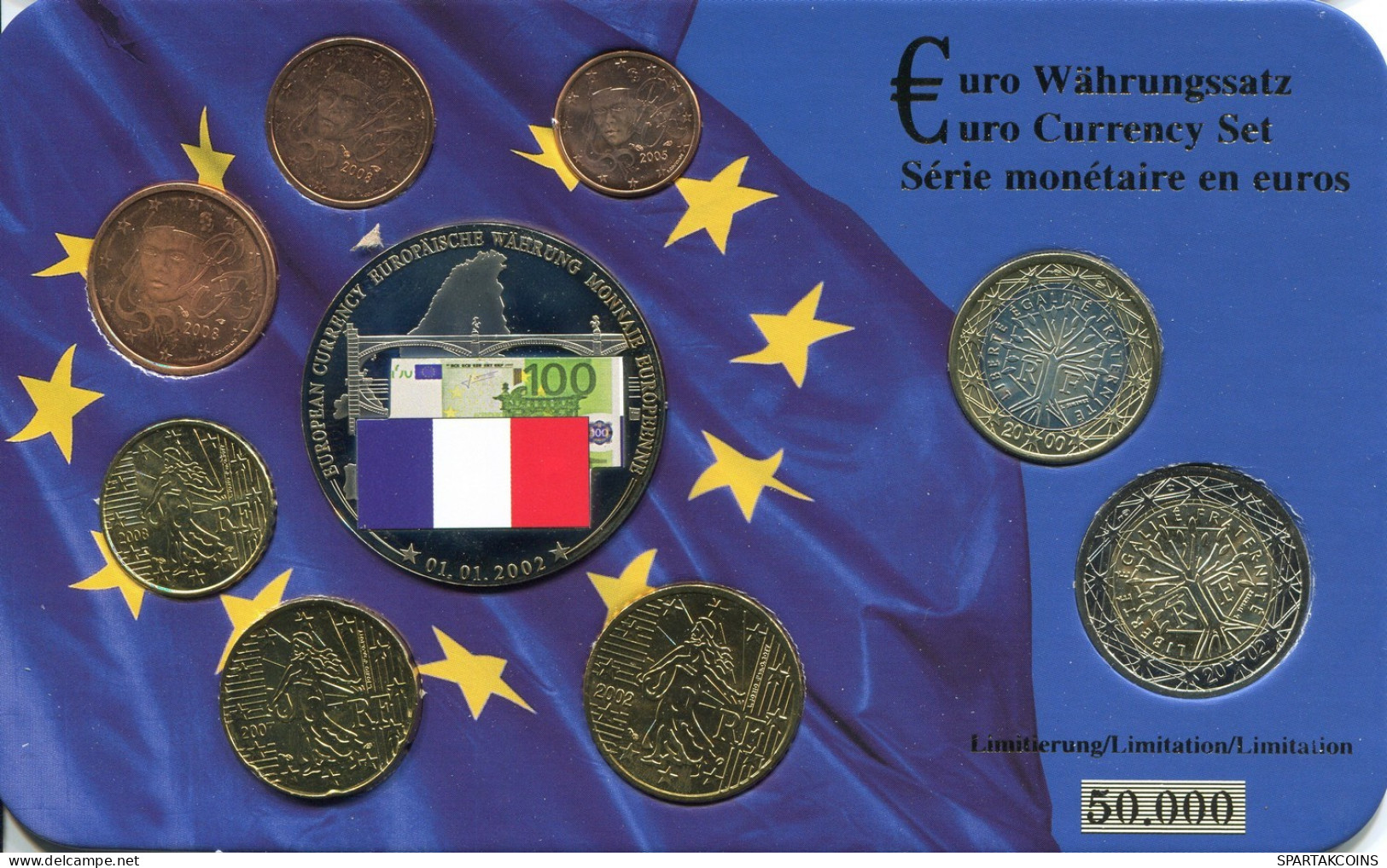 FRANCE 2000-2008 EURO SET + MEDAL UNC #SET1220.16.F.A - Francia