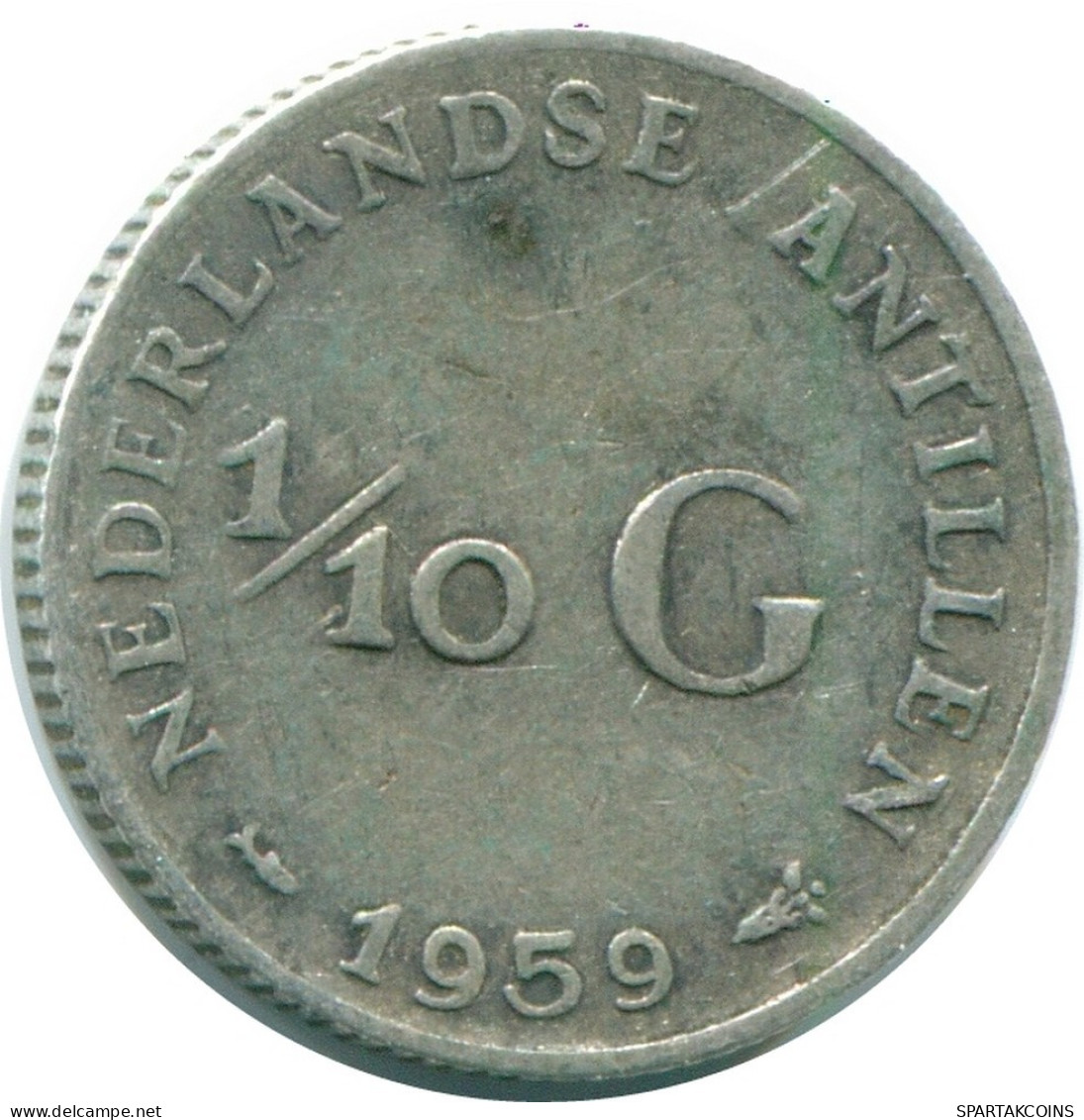1/10 GULDEN 1959 ANTILLAS NEERLANDESAS PLATA Colonial Moneda #NL12215.3.E.A - Antille Olandesi