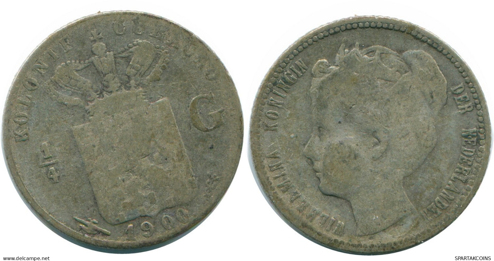 1/4 GULDEN 1900 CURACAO Netherlands SILVER Colonial Coin #NL10496.4.U.A - Curacao