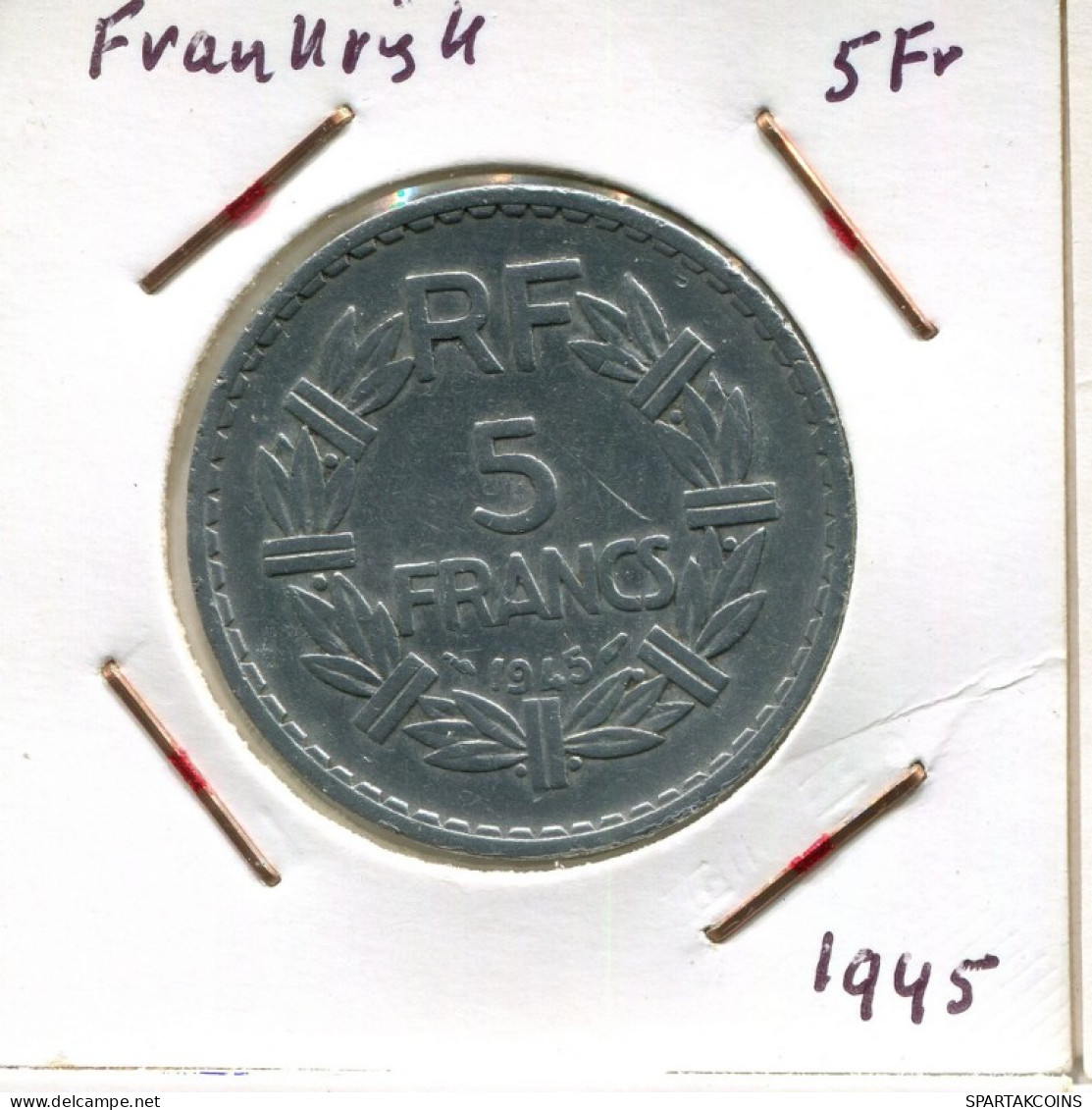 5 FRANCS 1945 FRANCIA FRANCE Moneda #AM622.E.A - 5 Francs