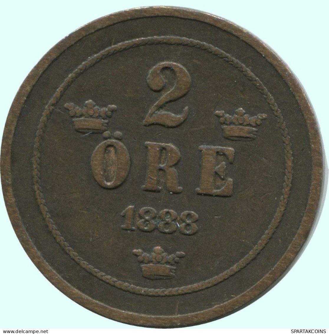 2 ORE 1888 SCHWEDEN SWEDEN Münze #AC860.2.D.A - Sweden