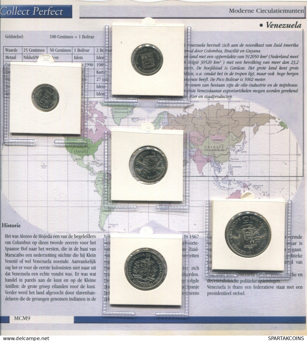 VENEZUELA 1988-1990 Coin SET 5 Coin UNC #SET1189.5.U.A - Venezuela