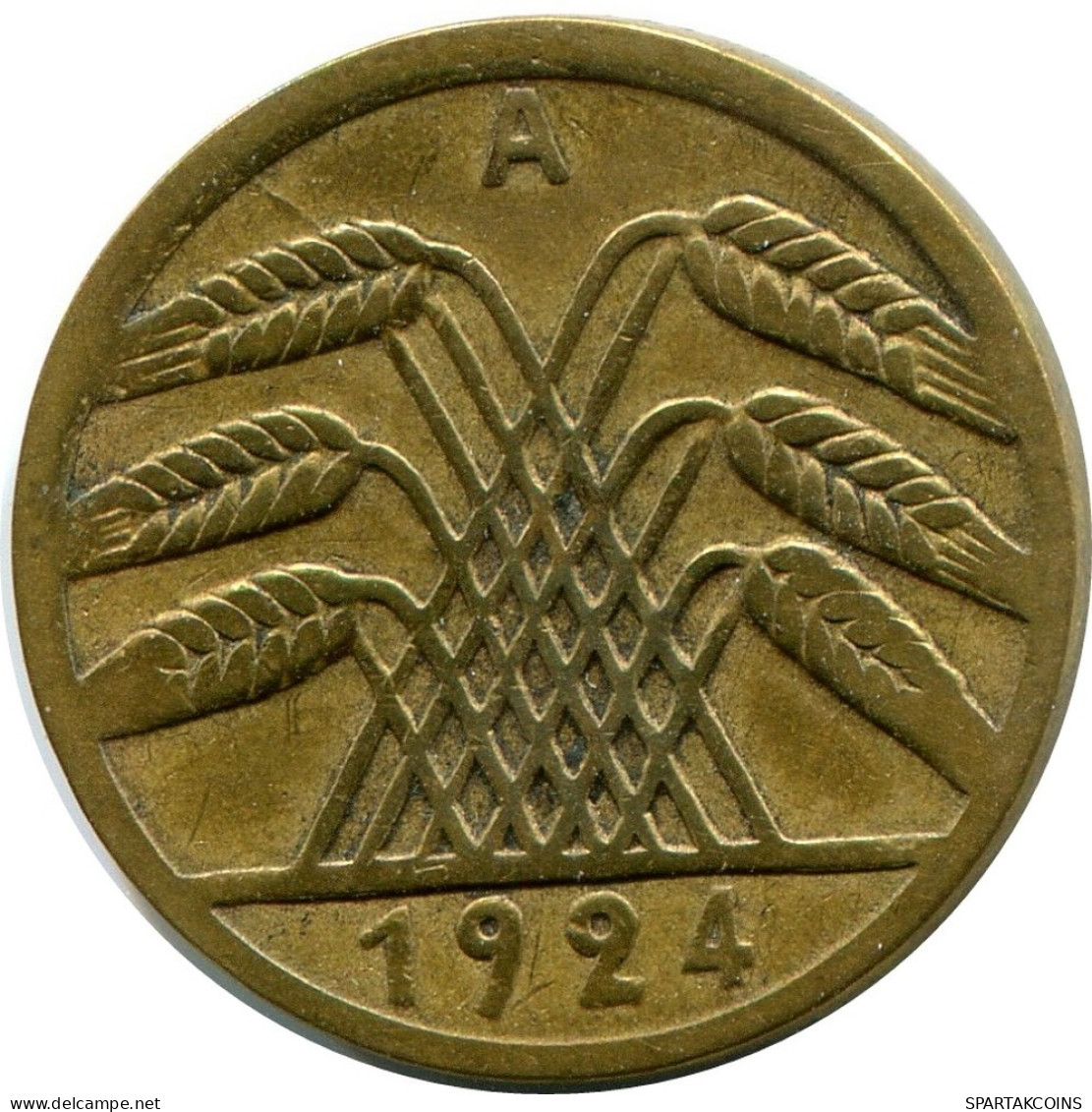 5 RENTENPFENNIG 1924 A GERMANY Coin #DB872.U.A - 5 Rentenpfennig & 5 Reichspfennig
