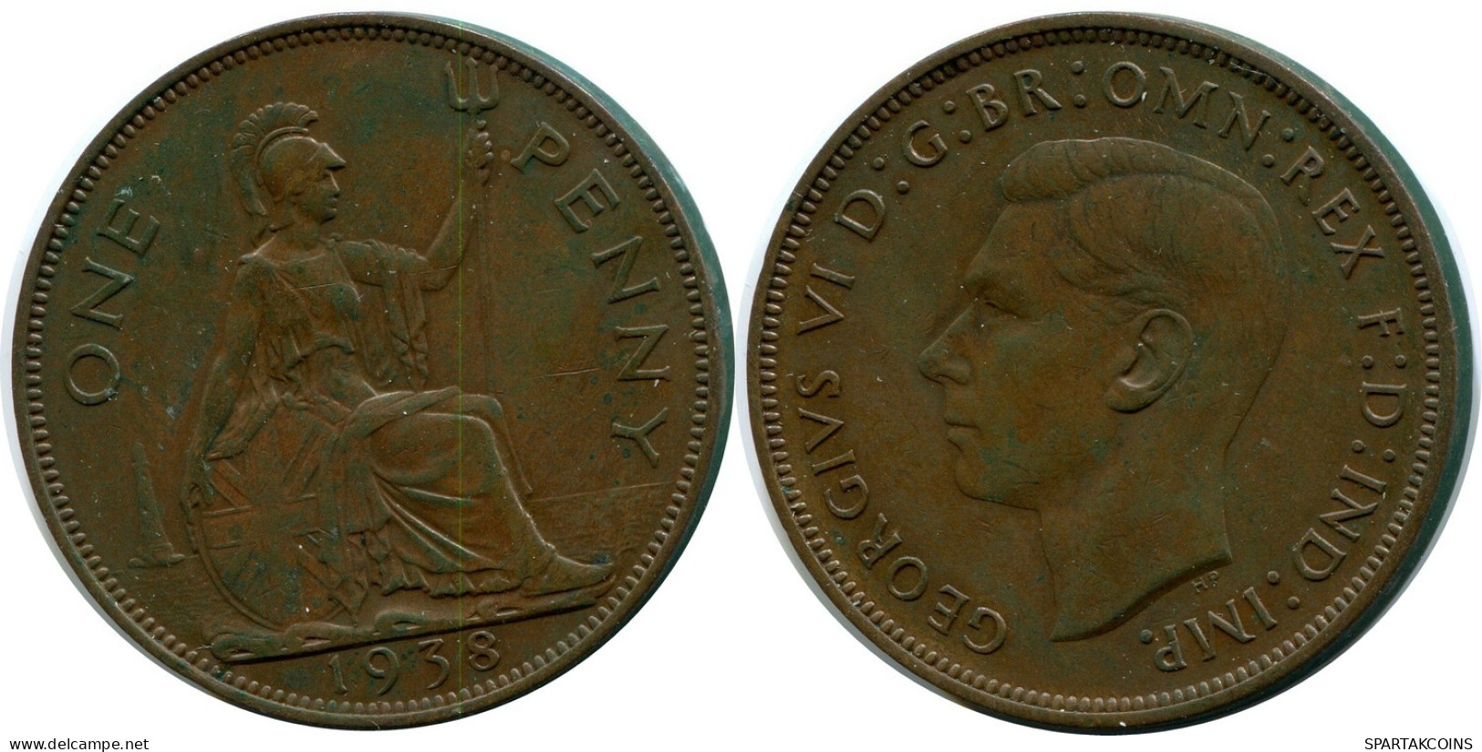 PENNY 1938 UK GROßBRITANNIEN GREAT BRITAIN Münze #AX074.D.A - D. 1 Penny