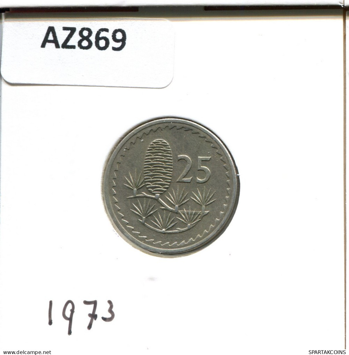 25 MILS 1973 CHIPRE CYPRUS Moneda #AZ869.E.A - Chipre